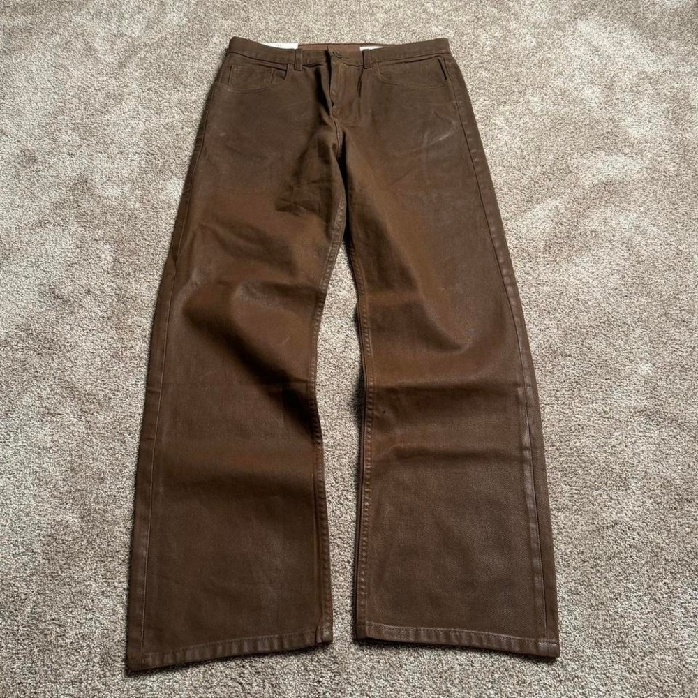 ZARA‎ "MOCHA" WIDE LEG WAXED DENIM